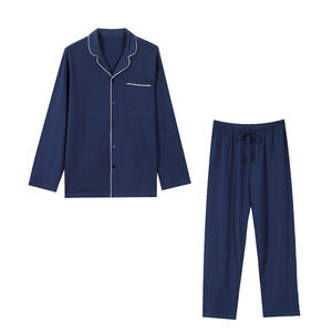 <span class=keywords><strong>Pyjama</strong></span> décontracté pour <span class=keywords><strong>homme</strong></span> tricoté sur mesure 2 pièces pour la maison ensemble à manches longues vêtements de détente de nuit d'hiver en coton côtelé ample vêtements de nuit pour hommes - Product Image 4