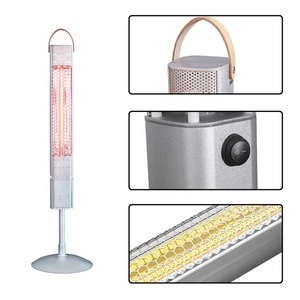 Chauffage infrarouge électrique autonome 1500W, étanche IP65, télécommande tactile, écran LCD, en aluminium anodisé, pour terrasse - Product Image 1