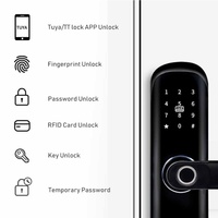 Cerradura de Puerta Inteligente con Sistema de Control de Acceso Biométrico RFID, Teclado Táctil y Huella Dactilar, Anti-Robo, Compatible con la Aplicación Tuya