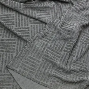 Serviette en tissu éponge Dobby, tissu Jacquard en tricot, tissu 100 Polyester BV 3D en relief pour vêtements, peignoir et chaussures