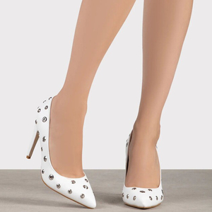 Women's Sexy Pointed Toe Stilettos <b>Pumps</b> Dress High Heels Metal Circle Rivets Female Shoes - Product Image 6