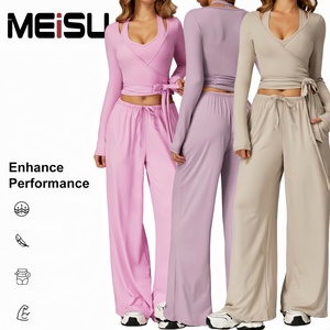Nuovo Set <span class=keywords><strong>Sportivo</strong></span> <span class=keywords><strong>Elegante</strong></span> 2026: Pantaloni Spazzolati di Lusso, Top da Balletto a Maniche Lunghe, Top Yoga con Scollo a V Profondo, Design Avvolgente, <span class=keywords><strong>Abbigliamento</strong></span> per Pilates - Product Image 5