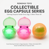 Jouet de bain en PVC en forme de grenouille en caoutchouc, animal flottant lumineux, style coquille d'œuf, avec capteur d'eau LED, pour enfants, série de collection