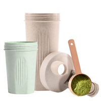 Bouteille de shaker de protéines sportive personnalisée, écologique, en paille de blé, sans BPA, avec boule mélangeuse pour la salle de sport et la remise en forme