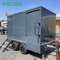 WECARE Remorque Sanitaire Mobile à 2 Postes, Cabine de Toilettes Portable avec Doubles Portes pour Parcs Publics et Zones Scéniques Extérieures