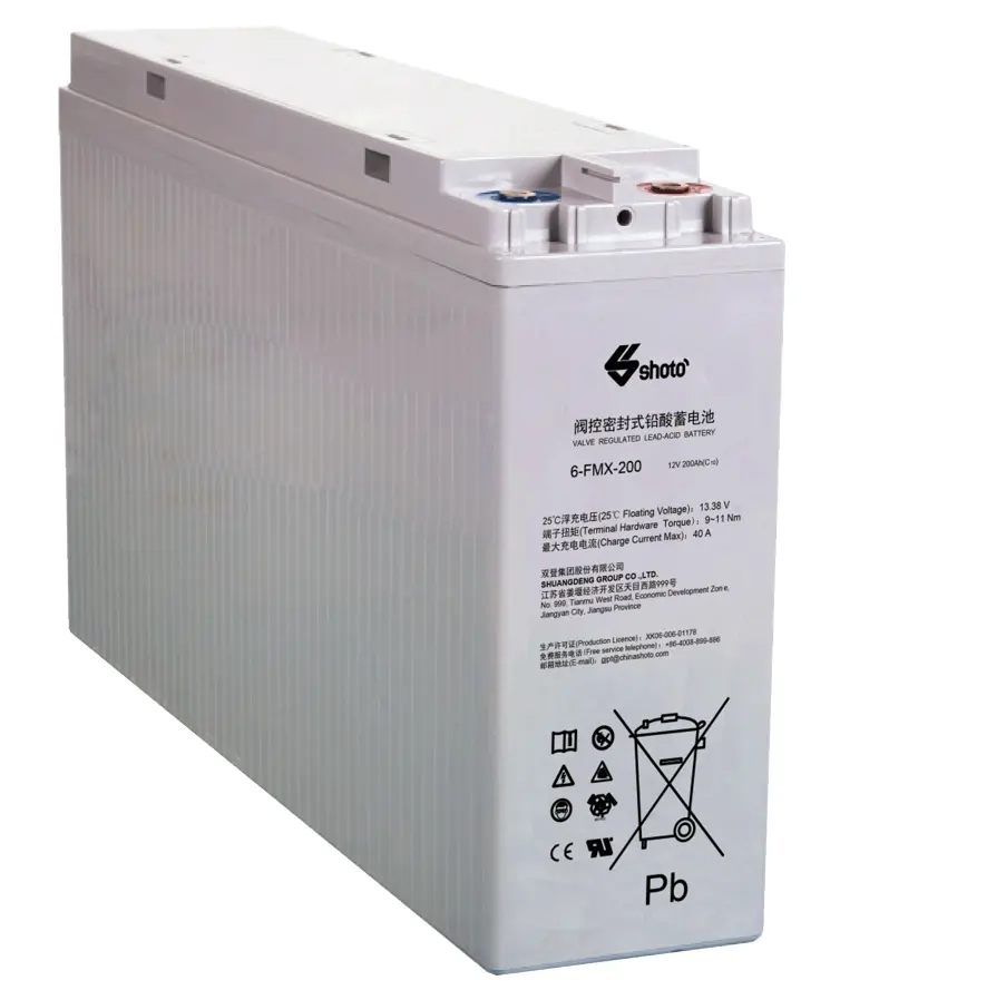 Shoto 6 - FMX - 200 VRLA sans entretien Scellées Au Plomb-acide Batterie AGM pour Telecom/De Stockage D'énergie/UPS