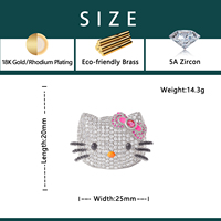 Bague tendance Hello Kitty en or 18 carats plaqué or, sertie de zircons 5A, style hip-hop, bijoux fantaisie pour femme, motif chat de dessin animé, vente chaude