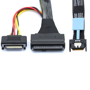 Arnés de Cableado Gen5 MCIO Slimline SFF-8654 4I a SAS 8639 U.2 con Núcleo de Cobre y Cubierta de PVC con Cable de Alimentación SATA de 15 Pines - Product Image 3