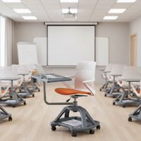 Chaise d'école fabriquée en Chine, mobilier de salle de classe, chaise de formation en PP avec tablette d'écriture