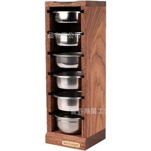 Watchget Wooden Coffee Storage Rack 6 Tier Stainless Steel <b>Containers</b> For Coffee Beans And Grounds Desktop Organizer - Product Image 5
