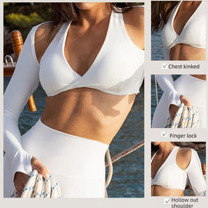 <span class=keywords><strong>T</strong></span>-<span class=keywords><strong>shirt</strong></span> de sport chic pour femmes Vêtements de fitness à manches longues pour la course en plein air Hauts respirants et légers Ropa Deportiva - Product Image 2