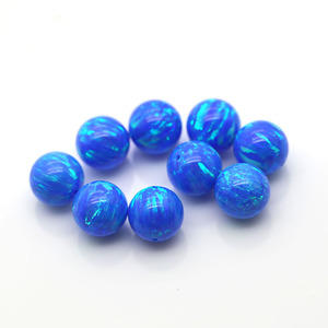 Cuentas redondas de ópalo sintético con medio orificio/sin orificio/orificio completo, ópalo de fuego azul, piedras preciosas sueltas para joyería - Product Image 4