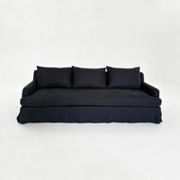 Housse de canapé 3 places amovible en lin noir, design simple et moderne, garnie d'éponge, pour appartement, centre commercial, salon