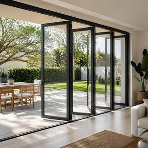 Puerta Plegable <span class=keywords><strong>de</strong></span> Aluminio AOSTTER NFRC <span class=keywords><strong>con</strong></span> <span class=keywords><strong>Rotura</strong></span> <span class=keywords><strong>de</strong></span> <span class=keywords><strong>Puente</strong></span> Térmico, Doble Acristalamiento, Vidrio Templado, Puerta Exterior Plegable y Corredera para Patio - Product Image 6