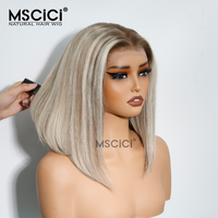 Perruque Bob Courte Lisse Ombrée Vietnamienne 13x6 HD Lace Front Cheveux Humains Vierges Sans Colle Pré-Pluckée