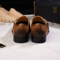 Chaussures habillées pour hommes en cuir véritable faites à la main, respirantes, résistantes à l'usure, à bout pointu, style monk strap, style britannique, pour affaires et mariages