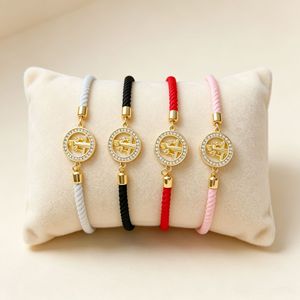 Pulseras Ajustables <span class=keywords><strong>de</strong></span> Cuerda Trenzada Clásica con Incrustaciones <span class=keywords><strong>de</strong></span> Circonio, Bañadas en Oro <span class=keywords><strong>de</strong></span> 18K, con Árbol <span class=keywords><strong>de</strong></span> <span class=keywords><strong>la</strong></span> <span class=keywords><strong>Vida</strong></span> y Jesús - Product Image 3