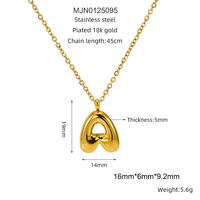 COOL-Collier avec pendentif lettre à bulles en acier inoxydable PVD plaqué or 18 carats pour femmes, bijoux sans ternissure
