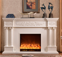 Cheminée électrique sculptée européenne Prima avec manteau décoratif, flamme LED, autoportante, moderne, pour salon, avec télécommande