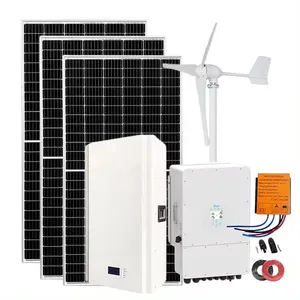 Sistema de geração de energia eólica solar híbrido completo, turbina solar vertical, turbina eólica de telhado com nominal de 5 m/s, sistema eólico de 12V tulipa