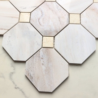 Nouvelle conception de mosaïque hexagonale et octogonale en marbre blanc doré de luxe pour salle de bain et crédence de cuisine