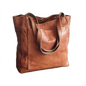 กระเป๋าถือสะพายไหล่หนังแท้สไตล์วินเทจ ทำมือสำหรับสุภาพสตรี สีพื้น ปิดซิป สายโซ่สะพายข้าง รุ่น LTB-0262 - Product Image 1