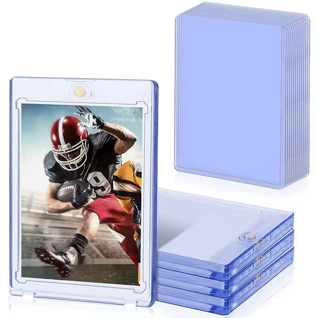 Premium Ultra Clear One Touch Magnetic & Clip Closure Acrylic Card Holder Display Case for TCG Sports Cards