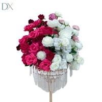 Boule de fleurs suspendue en soie artificielle moderne de luxe, dégradé blanc rose magenta, 50 cm, décoration florale pour mariage, banquet, fête