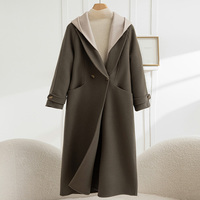 Nouveau manteau d'hiver pour femme, élégant, décontracté, confortable et chaud, en laine, avec capuche, 100% laine, long, coupe-vent, boutonné