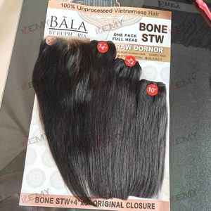 KEMY <span class=keywords><strong>capelli</strong></span> all'ingrosso <span class=keywords><strong>donna</strong></span> osso dritto vietnamita Remy <span class=keywords><strong>extension</strong></span> <span class=keywords><strong>capelli</strong></span> umani 3 + 1 doppio fascio disegnato 4*4 chiusura pizzo nero - Product Image 4