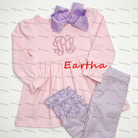 Ensemble de vêtements pour bébés filles, leggings rayés à trois volants, tunique à manches longues, tenues pour enfants