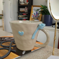 Tasse en céramique 3D émaillée personnalisée avec nœud papillon en relief tasse de décoration quotidienne en porcelaine objets décoratifs pour la maison