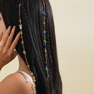 Bijoux pompon tressé chaîne de cheveux Multiple Turquoise cristal <span class=keywords><strong>gravier</strong></span> dreadlocks cheveux accessoires mode coiffure <span class=keywords><strong>pour</strong></span> femmes - Product Image 5