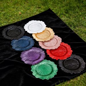 Assiettes de présentation en plastique et verre couleur or rose pour réceptions de mariage, luxe et élégance, pour déjeuner et dîner, blanches, vente en gros - Product Image 1