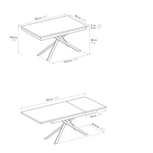 โต๊ะรับประทานอาหารแบบขยายได้ Delia ขนาด 140x80 ซม. สีเทา ฐานโลหะ สำหรับใช้ภายใน - Product Image 4