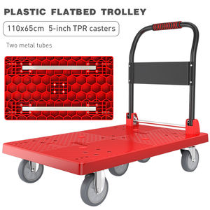 Oem Hoge Belasting Rode Opvouwbare Transportwagen Voor Magazijngereedschap Industrieel Gebruik Met Vierwielig Plastic Staal Metaal - Product Image 1