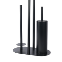 Support de papier toilette et brosse WC avec étagère pour téléphone, en métal noir, sur pied, avec fonction de réservatoire