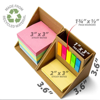 Organizador de Escritorio Personalizado SL, Ecológico, de Papel Kraft, con Soporte para Notas Adhesivas y Portalápices, con Notas Adhesivas de Colores