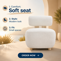 Fauteuil d'appoint moderne en tissu de coton doux, rembourré en éponge, pour salon, chambre et petits espaces