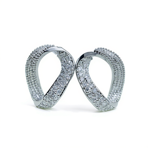 Orecchini in Oro Bianco con Diamanti Taglio Brillante Rotondo Colore D Gioielli da Sposa di Lusso Naturali per Donna - Product Image 1