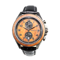 Jam tangan Walnut tali kulit sapi 2024 baru jam tangan Quartz Analog kustom untuk pria jam tangan bisnis kronograf kayu Quartz