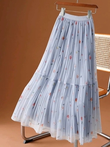 Nuova <span class=keywords><strong>Gonna</strong></span> Lunga Plissettata con Stampa Floreale in Rete Primavera/Estate 2026 - Product Image 3