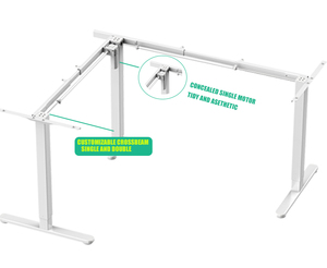 Bureau debout modulaire en bois et métal, convertible, télescopique, en forme de L, ergonomique, réglable en hauteur, table électrique à levage électrique - Product Image 6