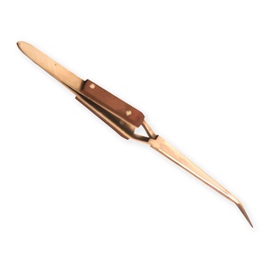 Stainless Steel Cross Locking Soldering Tweezers S-132 ii D Curved Tip Reverse Action Jewelry Welding Tweezer with Fiber Grip - Product Image 1