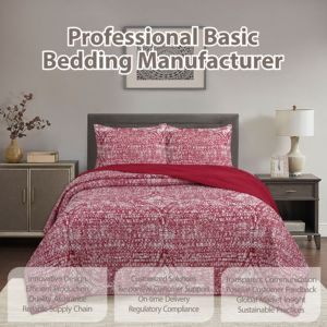 Besta lujo 3 piezas tamaño personalizado bordado geométrico impreso microfibra poliéster relleno colcha acolchado conjunto - Product Image 2