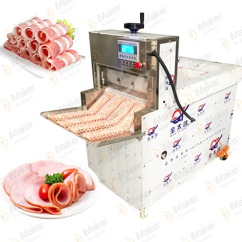 Nuova Zelanda automatico congelato fetta di carne affettatrice Cnc Rotolo di Agnello Pancetta Affettatrice Taglio di Carne Congelata Affettatrice