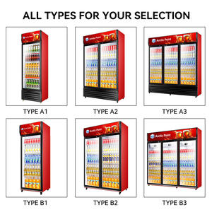 상업용 냉장고 냉동고 사일런트 스테인레스 스틸 압축기 스탠드 업 냉동고 1 더블 3 도어 상업용 유리 도어 냉동고 - Product Image 6