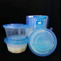 Arc de soupe jetable noir et transparent pour salade récipient de stockage des aliments bol de forme ronde en plastique PP avec couvercle