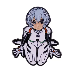 Evangelion EVA shinji ikari asuka Badge Cute Robot Girl With Blue hair and White outfit Pins