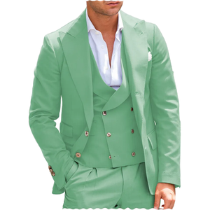 بدلة رجالية بيضاء بقصة ضيقة من 3 قطع مصنوعة خصيصًا سترة أمامية مسطحة سترة بنطلون لحفلات الزفاف والعشاء والحفلات والأزياء العريس - Product Image 2